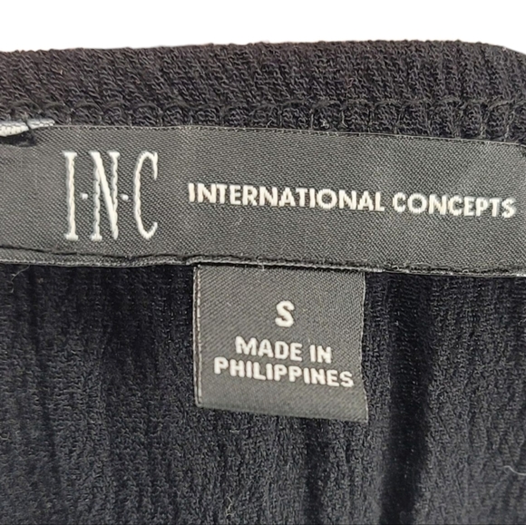 I.N.C. International Concepts - Small White Embroidered Floral On Black Blouse - Picture 5 of 6